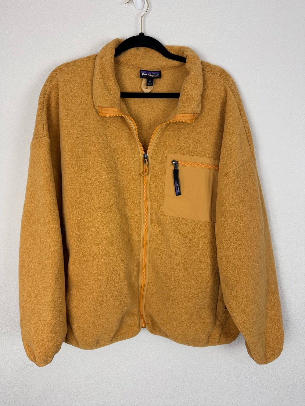 Patagonia Synchilla Mustard Yellow Full Zip Fleece Jacket Outdoor Hiking Granola